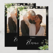 Greenery String Lights Foto Tischnummer (Vorne/Hinten)