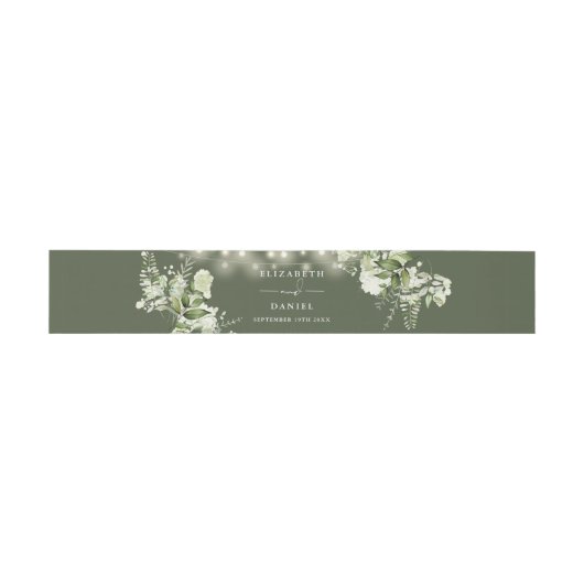 Greenery String Lights Olive Green Wedding Einladungsbanderole (Flach)