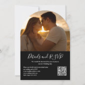 Greenery String Lights QR Foto Arch Wedding Einladung (Rückseite)