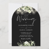 Greenery String Lights QR Foto Arch Wedding Einladung (Vorderseite)