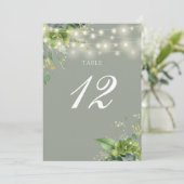 Greenery String Lights Sage Green Tischnummer (Stehend Vorderseite)