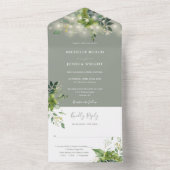 Greenery String Lights Sage Green Wedding All In One Einladung (Innen Boden)