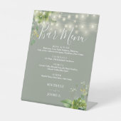 Greenery String Lights Sage Green Wedding Bar Menu Sockelschild (Vorderseite)