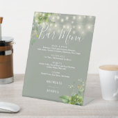 Greenery String Lights Sage Green Wedding Bar Menu Sockelschild (In SItu)