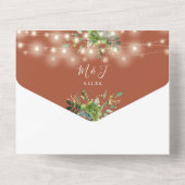 Greenery String Lights Terracotta Wedding All In One Einladung (Rückseite)