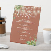 Greenery String Lights Terracotta Wedding Bar Menu Sockelschild (In SItu)