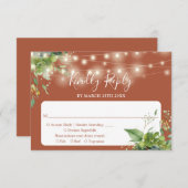 Greenery String Lights Terrcotta Wedding RSVP Karte (Vorne/Hinten)