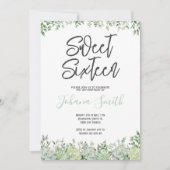 Greenery Succulent 16 . Geburtstag Geburtstag Einladung (Vorderseite)