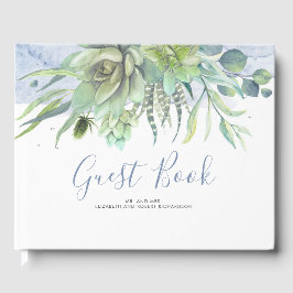 Greenery Succulents Dusty Blue Wedding Gästebuch