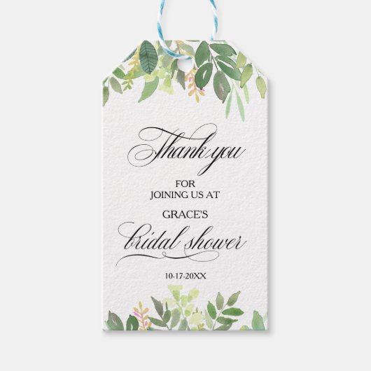 Greenery Summer Destination Brautparty Geschenkanhänger (Vorderseite)