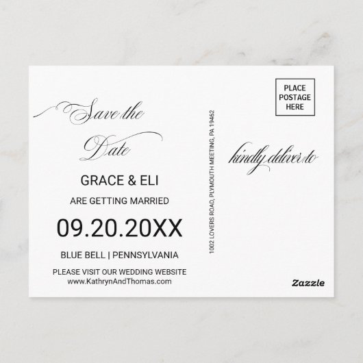 Greenery Summer Destination Save the Date Card Postkarte (Rückseite)