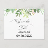 Greenery Summer Destination Save the Date Card Postkarte (Vorderseite)
