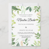Greenery Summer Destination Spanish Wedding Einladung (Vorderseite)