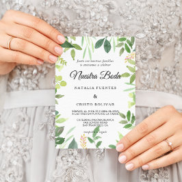 Greenery Summer Destination Spanish Wedding Einladung