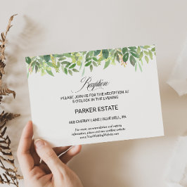 Greenery Summer Hochzeit in Urlaubsort Empfang Car Einladung