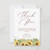 Greenery Sunflower Baby Dusche Vielen Dank Dankeskarte (Vorderseite)