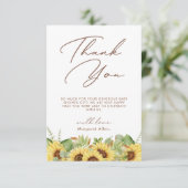 Greenery Sunflower Baby Dusche Vielen Dank Dankeskarte (Stehend Vorderseite)