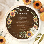 Greenery Sunflower Fall Brautparty Circle Menu Einladung