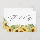 Greenery Sunflower Vielen Dank Baby Dusche Dankeskarte (Vorne/Hinten)