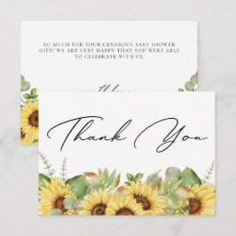 Greenery Sunflower Vielen Dank Baby Dusche Dankeskarte