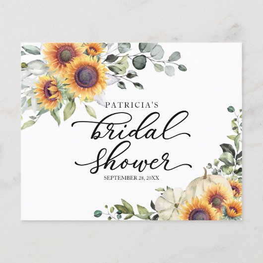 Greenery Sunflowers Fall Brautparty Advice Card (Rückseite)