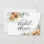 Greenery Sunflowers Fall Brautparty Advice Card Einladung (Rückseite)