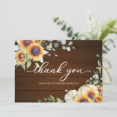 Greenery Sunflowers Fall Brautparty Vielen Dank Einladung (Stehend Vorderseite)