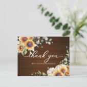 Greenery Sunflowers Fall Brautparty Vielen Dank Postkarte (Stehend Vorderseite)