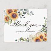 Greenery Sunflowers Fall Brautparty Vielen Dank Postkarte (Vorderseite)