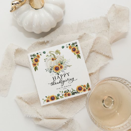 Greenery Sunflowers White Pumpkin Erntedank Serviette