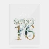 Greenery Sweet 16 Begrüßung Akryllisches Zeichen Acrylschild (Vorderseite)