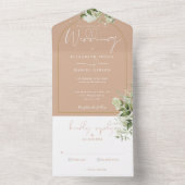 Greenery Tan and Gold Arch Wedding All In One Einladung (Innen Boden)