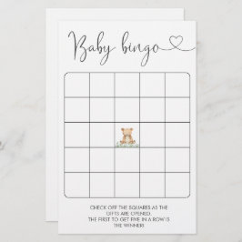 Greenery Teddy Bear Baby Shower Bingo Game