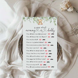 Greenery Teddy Bear Baby Shower "Guess Who" Game