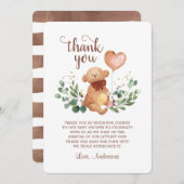 Greenery Teddy Bear Beary Much Baby Shower Dankeskarte (Vorne/Hinten)