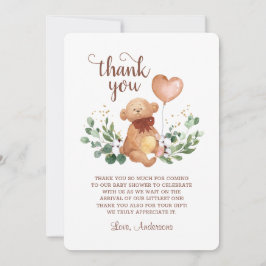 Greenery Teddy Bear Beary Much Baby Shower Dankeskarte