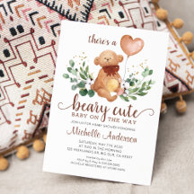 Greenery Teddy Bear Beary Niedlich Baby Shower