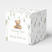 Greenery Teddy Bear Bow Baby Shower Geschenkbox Geschenkschachtel (Vorderseite)