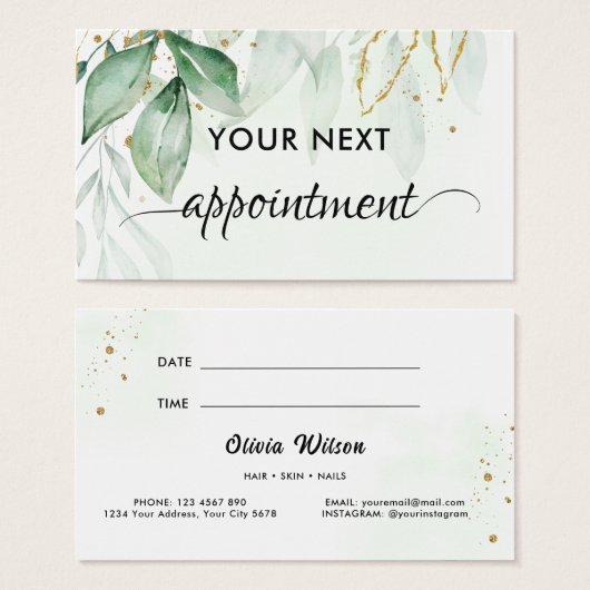 Greenery-Terminierungskarte (Vorne & Hinten)