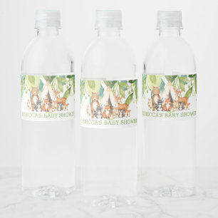 Greenery Tribal Woodland Baby Shower Birthday Boy Wasserflaschenetikett