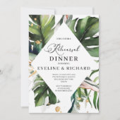 Greenery Tropical Blätter Gold Probe Dinner Einladung (Vorderseite)