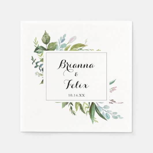 Greenery Tropical Calligraphy Wedding Napkin Serviette (Vorderseite)