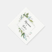 Greenery Tropical Calligraphy Wedding Napkin Serviette (Ecke)