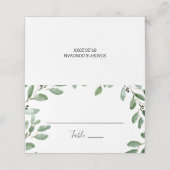 Greenery Tropical Eucalyptus Wedding Platzkarte (Außenseite Aufgefaltet)