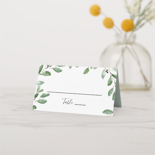 Greenery Tropical Eucalyptus Wedding Platzkarte (Vorderseite)