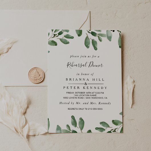 Greenery Tropical Eukalyptus Probe Dinner Einladung