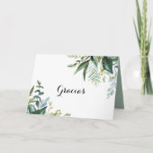 Greenery Tropical Folded Wedding Gracias Card Dankeskarte (Vorderseite)