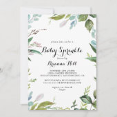 Greenery Tropical Modern Calligraphy Baby Sprinkle Einladung (Vorderseite)