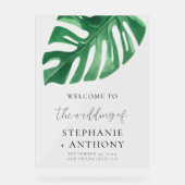 Greenery Tropical Monstera Blätter Summer Wedding Acrylschild (Vorderseite)