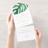 Greenery Tropical Monstera Blätter Summer Wedding All-in-One-Einladung (Abreißstreifen)